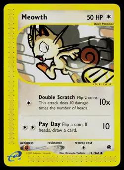 MEOWTH 121/165 COMMON EXPEDITION BASE SET POKEMON LP - Image 1