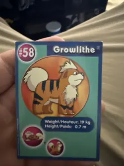 Growlithe Poketrivia Card #58 Pokemon Mewtwo Strikes Back 1999 Burger King - Image 1