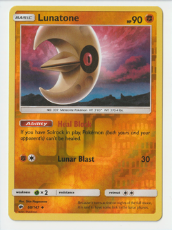 Lunatone 68/147 - Burning Shadows - Reverse Holo - Pokemon TCG - NM - Image 1
