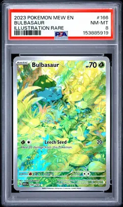 2023 POKEMON MEW EN-151 ILLUSTRATION RARE #166 BULBASAUR PSA 8 - Image 1