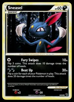 Sneasel 68/90 Common HGSS Undaunted Pokemon Lightly Played - Image 1