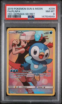 2019 Pokemon Sun & Moon Cosmic Eclipse German #239 Fa/Plinfa PSA8 - Image 1