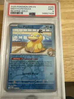 2025 POKEMON DESTINED RIVALS EN #9 MISTY’S PSYDUCK REVERSE HOLO PSA 9 - Image 1