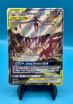 Pokemon TCG Espeon & Deoxys GX TAG TEAM SM240 Black Star Promo - Image 1
