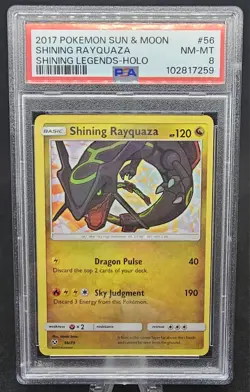 2017 POKEMON SUN & MOON SHINING LEGENDS #56 SHINING RAYQUAZA-HOLO PSA 8 - Image 1