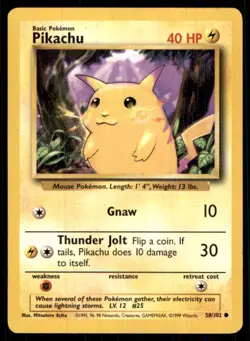 1999 Base Set Pikachu Basic/Common #58 - Image 1