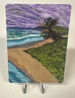 Island Painted Altered Art Card Magic the Gathering - Image 1
