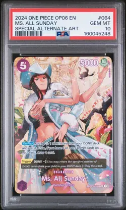 2024 One Piece EN OP06 Ms. All Sunday 064 Special Alt Art SP PSA 10 Gem - Image 1