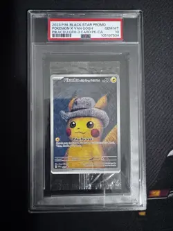 2023 POKEMON BSP SVP EN #085 PIKACHU X VAN GOGH 3 CARD SEALED CELLO PACK PSA 10 - Image 1
