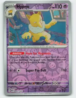 2023 Pokemon, Scarlet & Violet 151, #97/165 Hypno, Reverse Holo Uncommon NM - Image 1