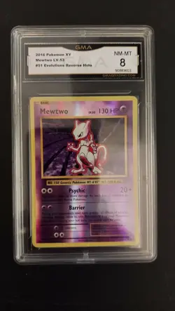 2016 Pokemon XY Evolutions Mewtwo Reverse Foil Holo GMA 8 NM-MT 51/108 - Image 1