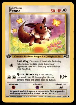 Eevee 51/64 Common Jungle Pokemon 1st Edition Near Mint - Image 1