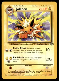 Jolteon 20/64 Rare Jungle Pokemon Lightly Played - Image 1