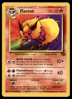 Flareon 19/64 Rare Jungle Pokemon Lightly Played - Image 1