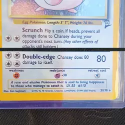Pokemon Chansey 3/130 Base Set 2 Holo Rare WOTC 2000 EN 120HP TCG - Image 3