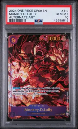 2024 One Piece Emperors World Alt Art Monkey D Luffy OP09 119 PSA 10 - Image 1