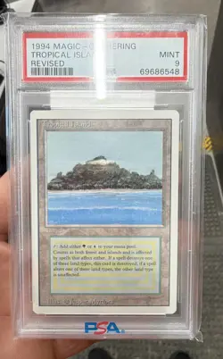 Tropical Island Revised Dual Land MTG Magic: the Gathering Card 1994 PSA 9 - Image 1