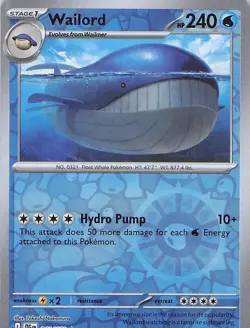 2025 POKEMON JOURNEY TOGETHER WAILORD REVERSE HOLO NM # 041/159 - Image 1