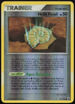 Helix Fossil 91/100 MP Majestic Dawn Common Reverse Holo Pokemon - Image 1
