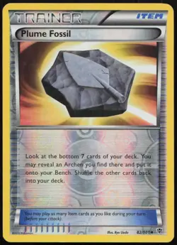 Plume Fossil 82/101 MP Plasma Blast Uncommon Reverse Holo Pokemon - Image 1
