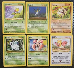 1999 Pokemon Jungle Set Lot (6) Bellsprout Oddish Mankey Nidoran WOTC LP - Image 1