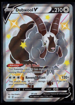 Shiny Dubwool V SV120/SV122 Ultra Rare Shining Fates Pokemon TCG Near Mint - Image 1