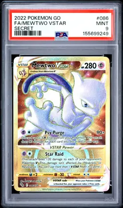 2022 POKEMON GO SECRET #086 FULL ART/MEWTWO VSTAR PSA 9 - Image 1