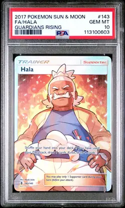 2017 POKEMON SUN & MOON GUARDIANS RISING #143 FULL ART/HALA PSA 10 - Image 1