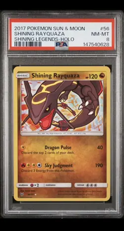 2017 POKEMON SUN & MOON SHINING LEGENDS #56 SHINING RAYQUAZA-HOLO PSA 8 - Image 1