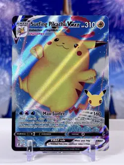Pokemon TCG Surfing Pikachu VMAX 009/025 Celebrations Holo - Image 1