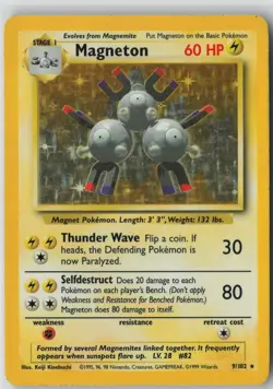 Magneton 9/102 Holo Holo Rare Base Set Unlimited Pokemon Moderately Played - Image 1