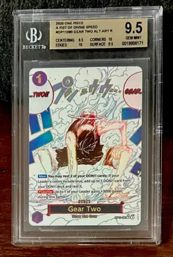 One Piece Gear Two #OP11-080 "A Fist of Divine Speed" Alt Art R BGS 9.5 English - Image 1