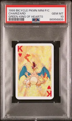 1999 Bicycle Pokemon Mini Playing Cards Green Deck, Charizard King of Heart - Image 1