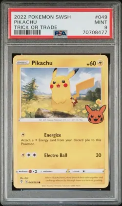 2022 Pokemon Trick Or Trade #049 Pikachu Non Holo PSA 9 Card MINT! Free Shipping - Image 1