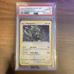 2024 POKEMON RAYQUAZA SWSH029 BLACK STAR PROMO SEA & SKY COSMO HOLO PSA 10 - Image 1
