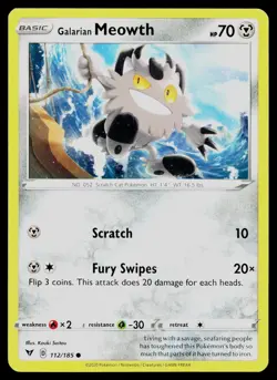 GALARIAN MEOWTH 112/185 COMMON VIVID VOLTAGE POKEMON NM - Image 1