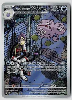 Team Rocket's Weezing 199/182 Illustration Rare Destined Rivals Pokemon NM - Image 1