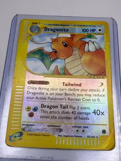 Dragonite 9/165 Expedition Pokemon HP Damaged Holo Rare WOTC E-Reader - Image 1