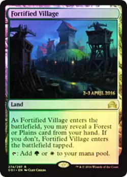 MTG Fortified Village - Foil - Prerelease Promo, Light Play, English Promo: Prer - Image 1