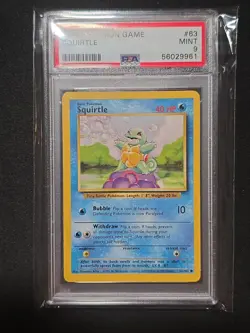 PSA 9 Squirtle 63/102 Base Set Pokemon Card - Image 1