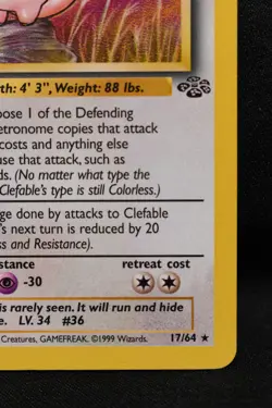 Clefable 17/64 LP+ Jungle Regular Rare Unlimited Pokemon TCG Card - Image 4