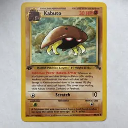 Pokemon TCG Kabuto Fossil Card 50/62 Regular Common 1st Edition - Image 1