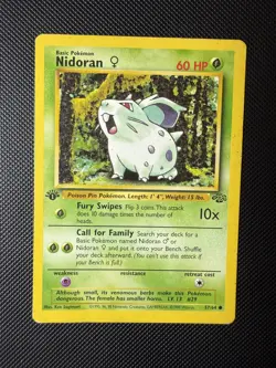 MP Nidoran F 57/64 1st edition Jungle Common Pokemon Card - Image 1