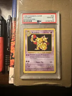 Pokemon PSA 10 GEM MINT Kadabra 1st Edition Base Set Shadowless 1999 Card 32/102 - Image 2