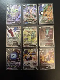 Pokemon TCG: (9) Card Lot V Full Arts Celebi, Arceus, Unown, Medicham, Empoleon. - Image 1