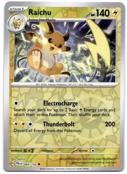 Raichu 064/193 Pokemon TCG Scarlet & Violet Paldea Evolved Reverse Holo MINT NM - Image 1
