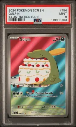 2024 Pokemon SCR EN Gulpin FULL ART ILLUSTRATION RARE 154/142 PSA 9 MINT - Image 1