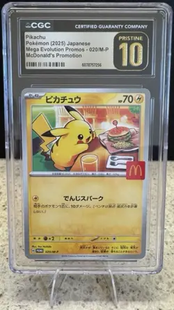 CGC Pristine 10 Pikachu 020/M-P Japanese McDonald's Promo 2025 Holo Pokemon - Image 1