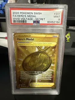 Pokemon TCG Hero's Medal Vivid Voltage 201/185 Holo PSA 9 - Image 1
