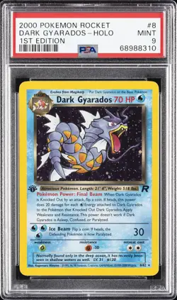 2000 POKEMON ROCKET 1ST EDITION #8 DARK GYARADOS-HOLO PSA 9 - Image 1
